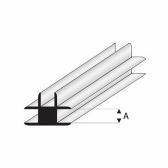 T-connector kunststof voor plaatdikte 2mm 1mtr