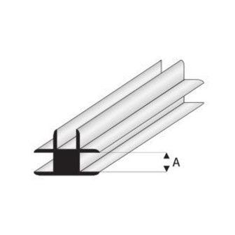 T-connector kunststof voor plaatdikte 3mm 1mtr