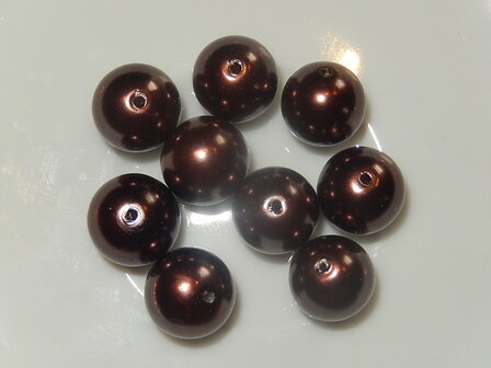 P7124 Glasparel chocoladebruin rond 12 mm