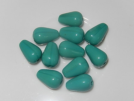 B4128 Glaskraal turquoise druppel 13x8 mm