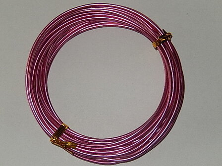 D4168 Aluminium draad roze 6 meter dikte 2 mm