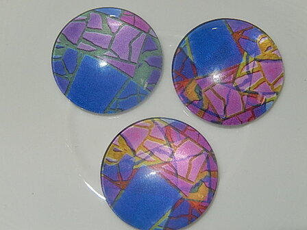 CBG403R25 Glas cabochon 1 st diverse grafische motieven in de kleuren blauw en paars