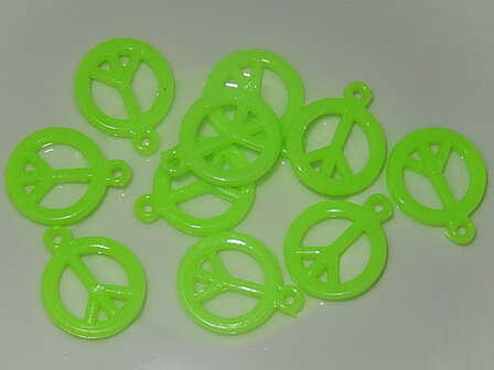 HAK501R14 Resin hanger peace-teken 10 st neongroen 17x14 mm