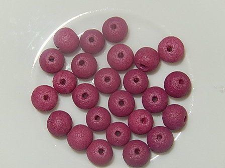 S0309 Glaskralen puimsteenlook 1 st fuchsia rond 6 mm